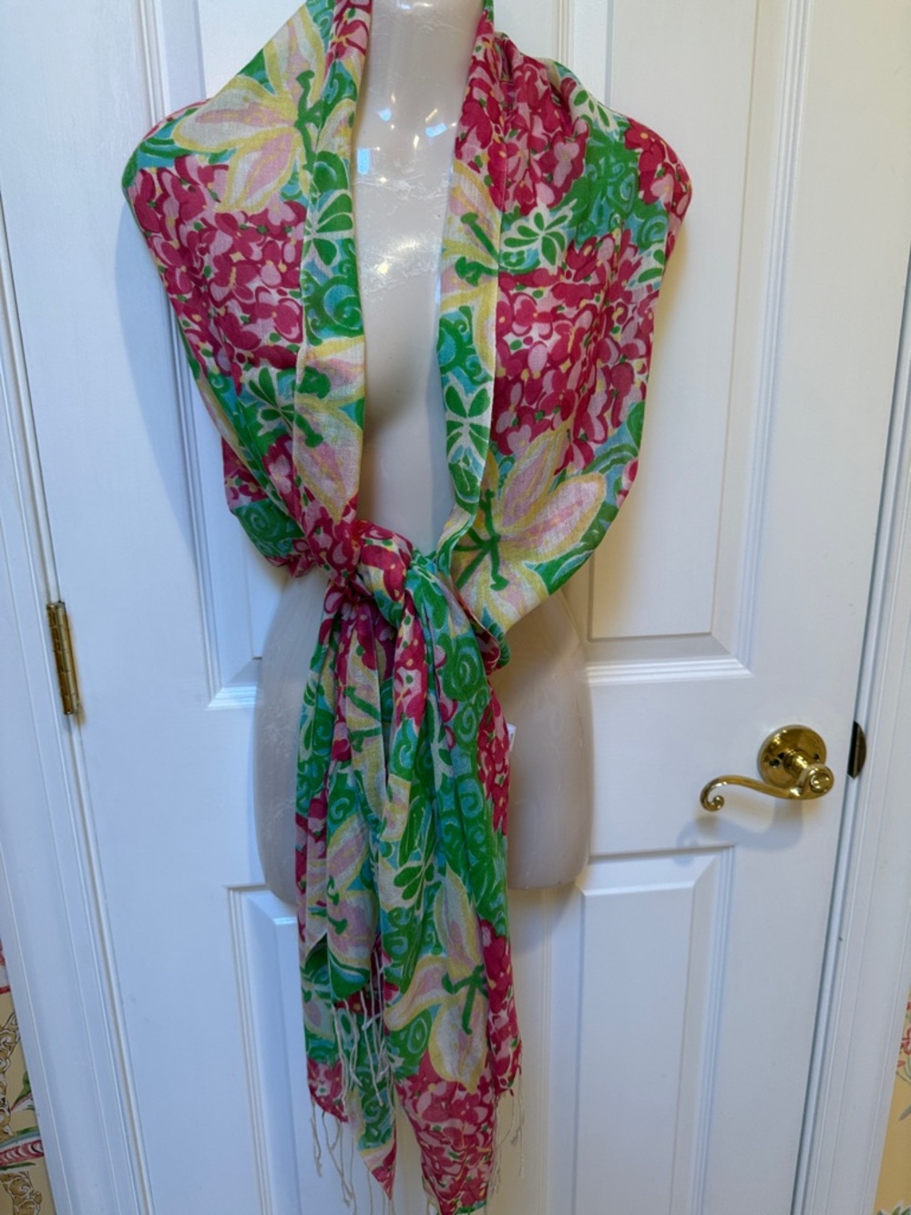 Lilly Pulitzer Pink Green Floral Scarf Wrap